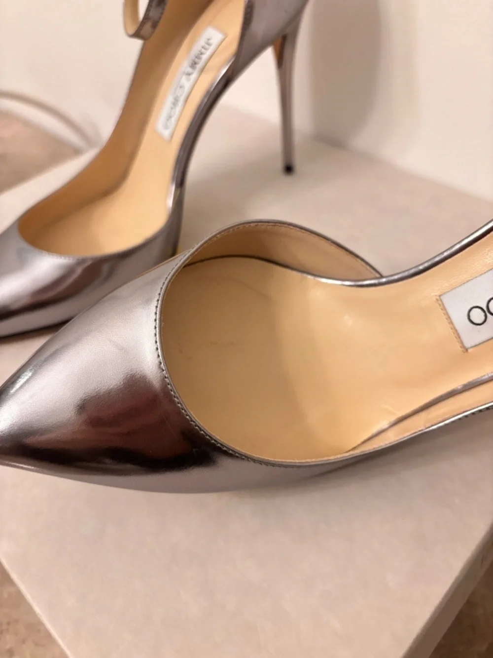 AUTHENTIC Jimmy Choo Lucy 100 colour Steel D’orsay - Picture 9 of 16